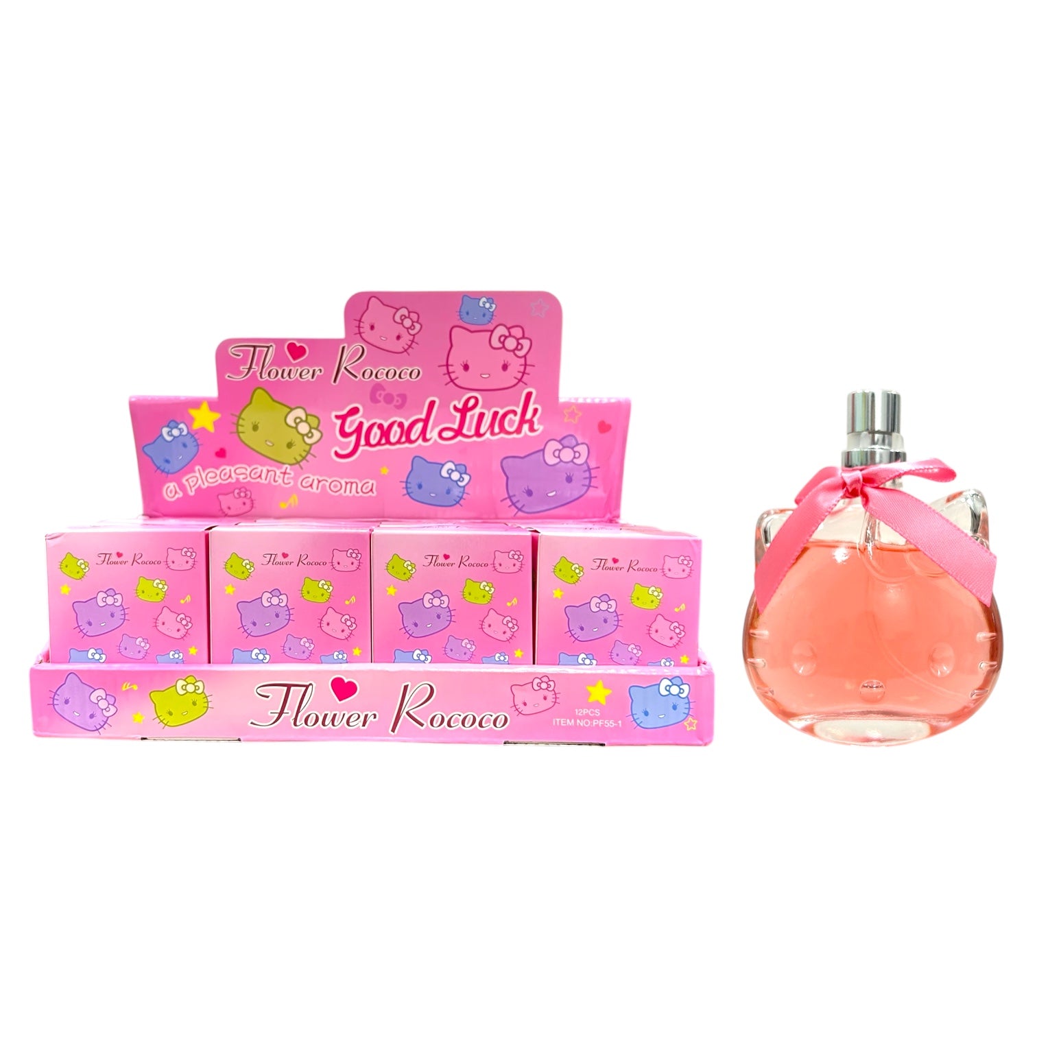 PERFUME CARA HELLO KITTY MOÑO GOOD LUCK MORNING MOOD FLOWER ROCOCO