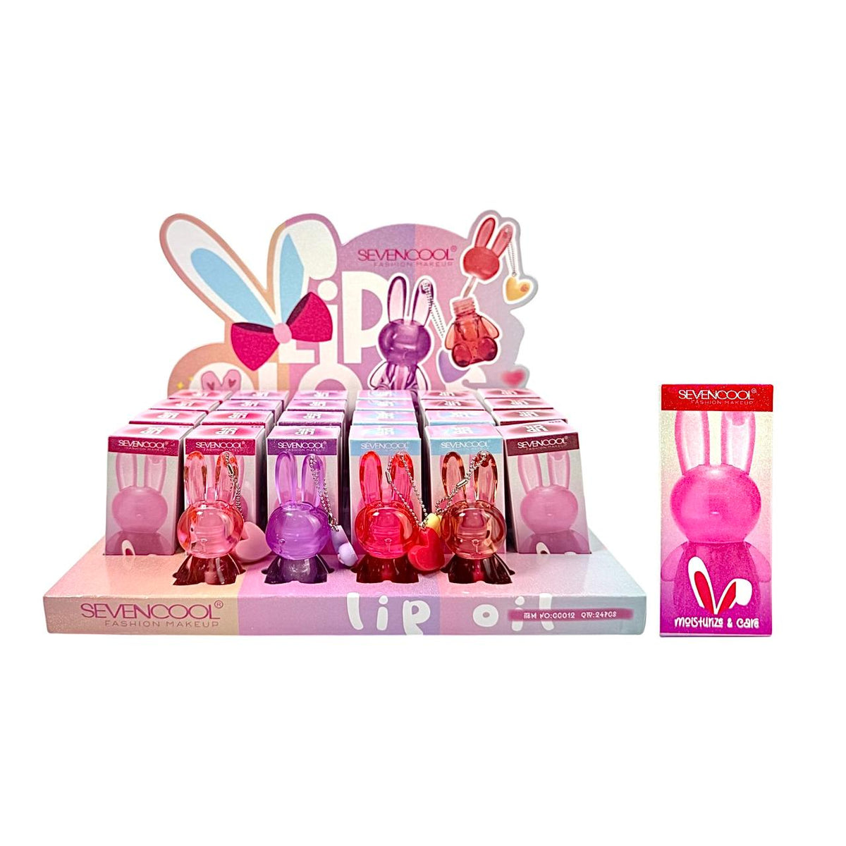 BRILLO GLOSS CONEJO LLAVERO CORAZON SEVENCOOL