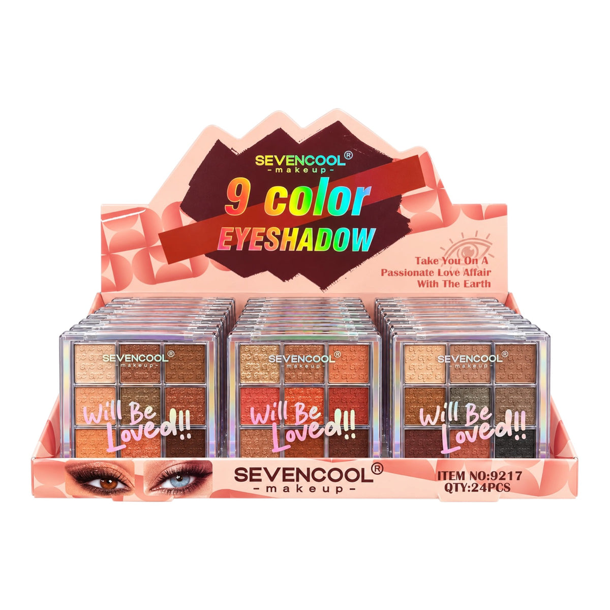 PALETA DE SOMBRAS X9 TONOS WILL BE LOVED SEVENCOOL