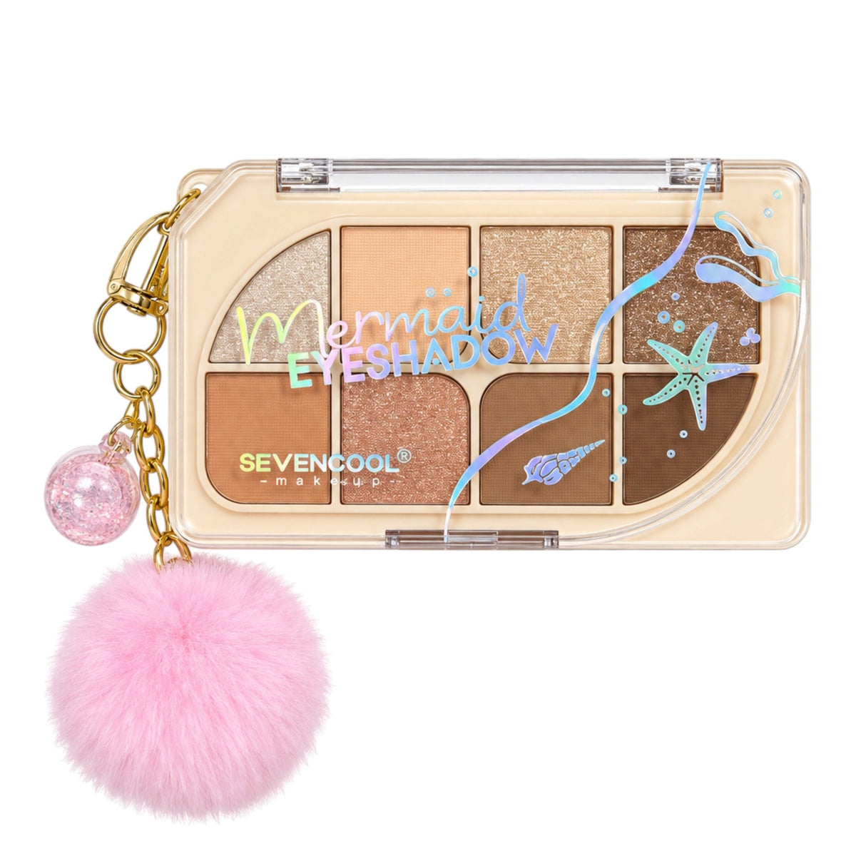 PALETA DE SOMBRAS X8 MERMAID LLAVERO POMPON SEVENCOOL