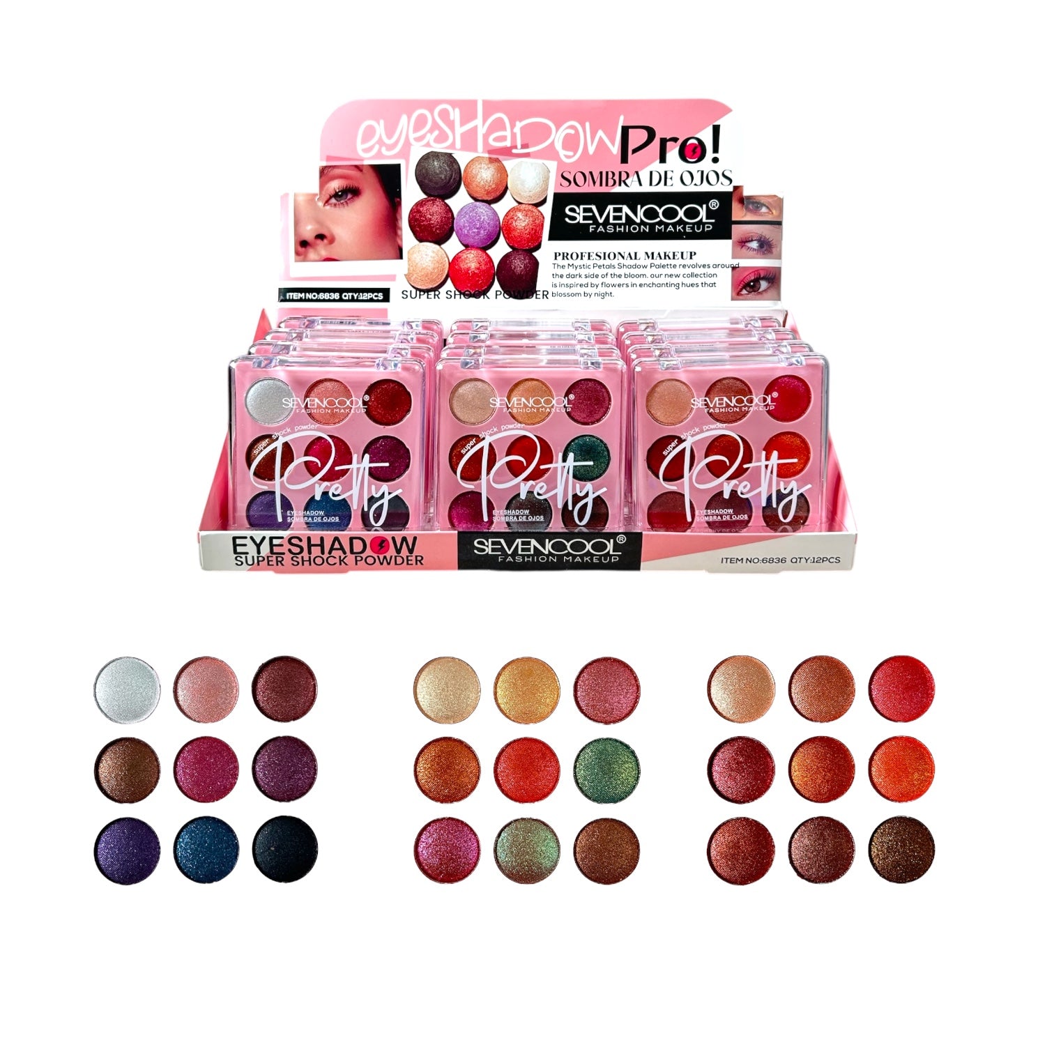 PALETA DE SOMBRAS X9 TONOS BRILLANTES PRETTY SEVENCOOL