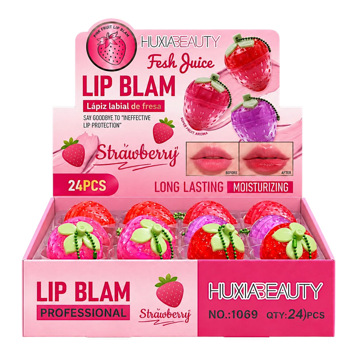 BALSAMO MAGICO FRESA TRANSPARENTE LLAVERO HUXIABEAUTY