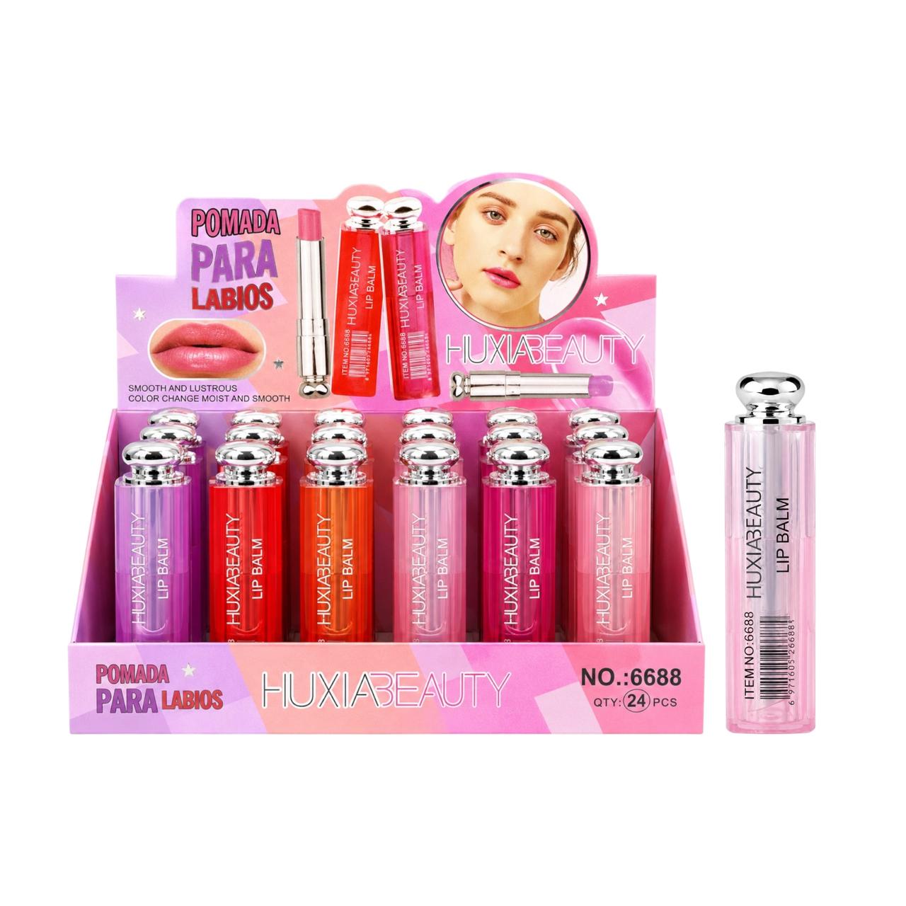 BALSAMO EN BARRA MAGICO LIP BALM COLORES TAPA PLATEADA HUXIABEAUTY