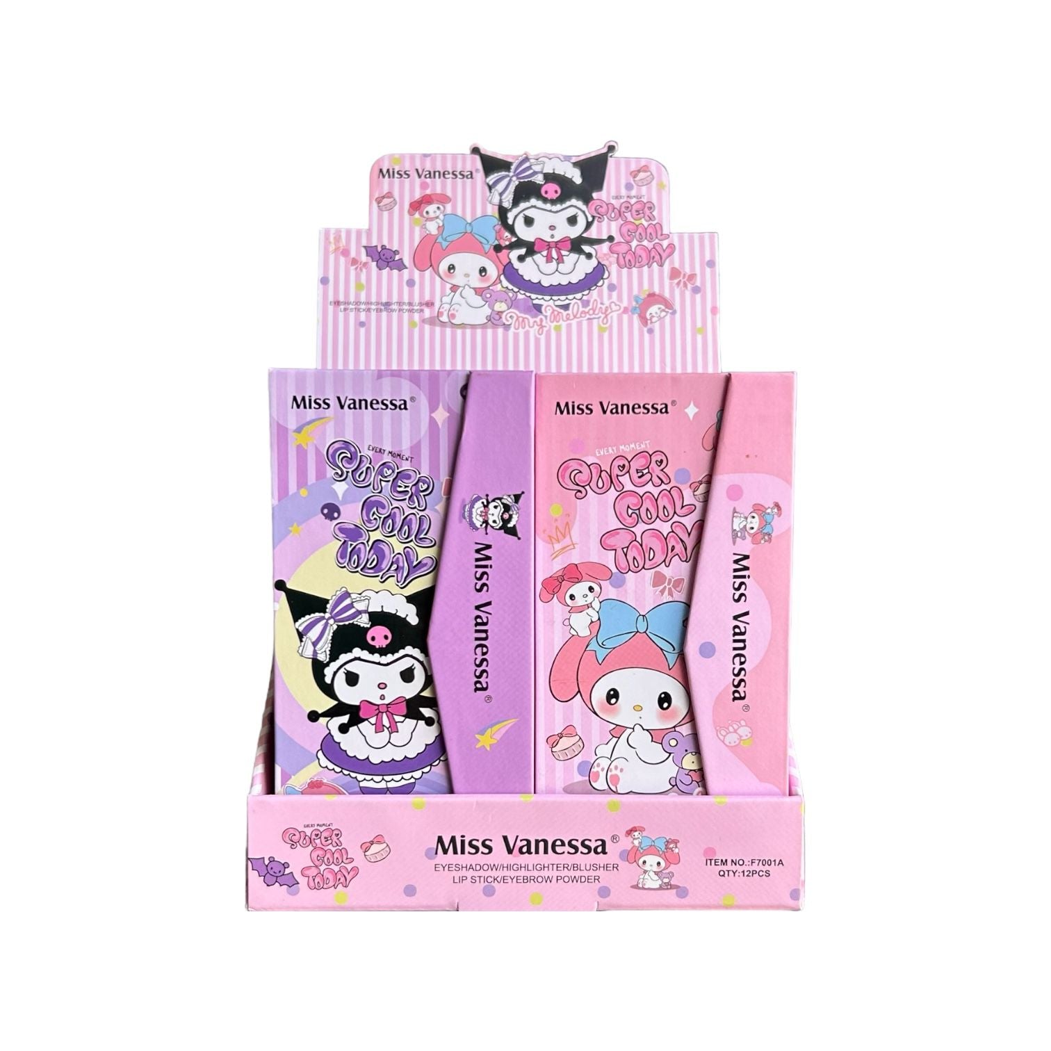 PALETA DE SOMBRAS X29 MY MELODY Y KUROMI HELLO KITTY MISS VANESSA