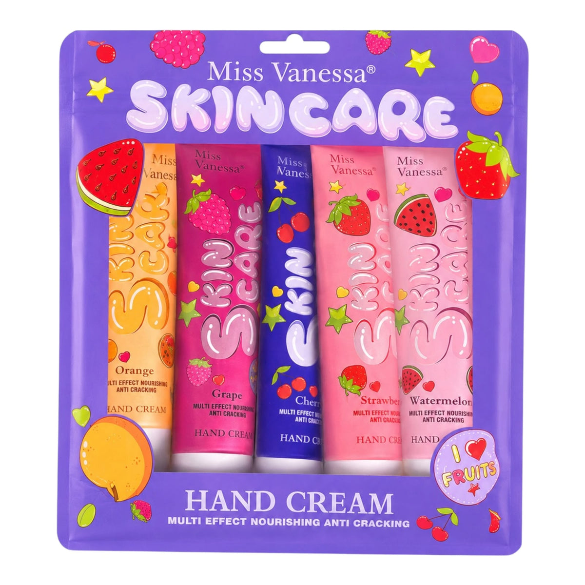 SET X5 CREMA DE MANOS SKIN CARE FRUTAS MISS VANESSA