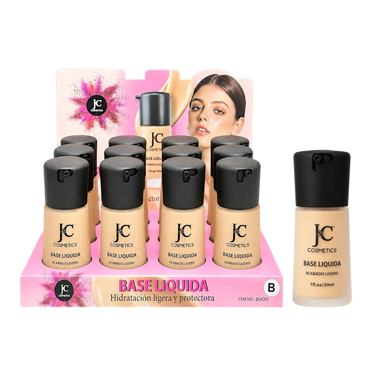 BASE LIQUIDA ACABADO LIGERO 30ML J&C COSMETICS