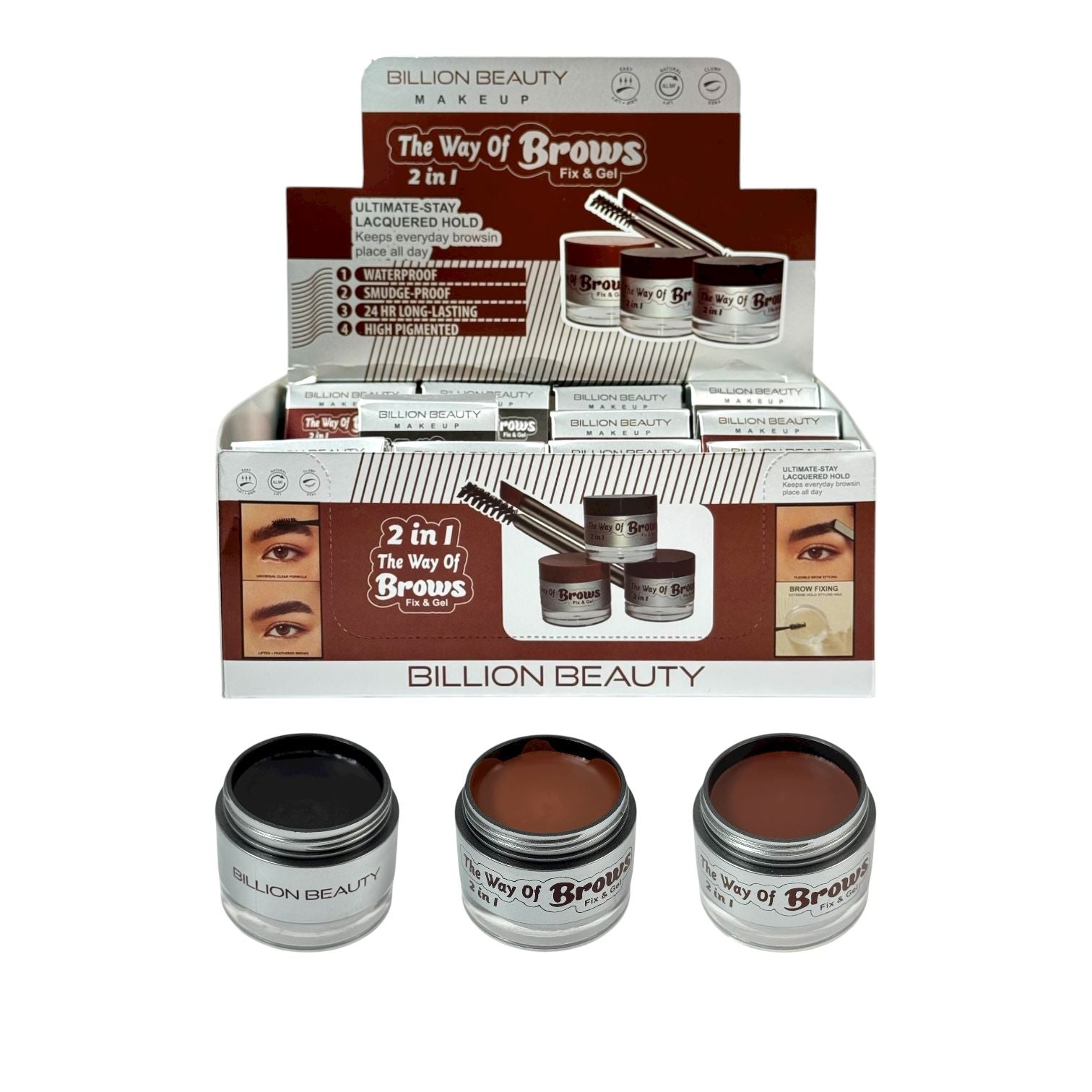 DUO BETUN Y GEL FIJADORA PARA CEJAS THE WAY OF BROWS BILLION BEAUTY