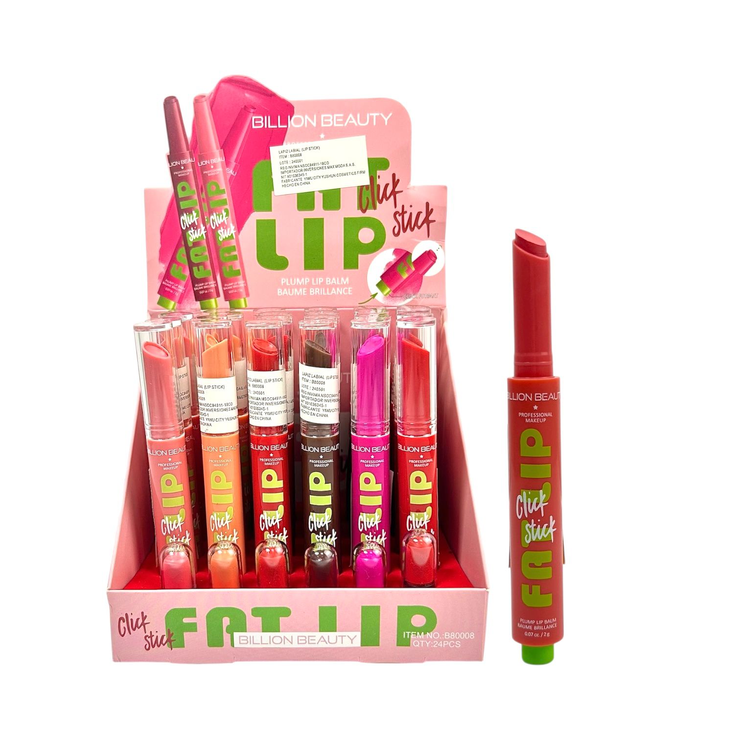BALSAMO CON COLOR FAT LIP CLICK STICK BILLION BEAUTY