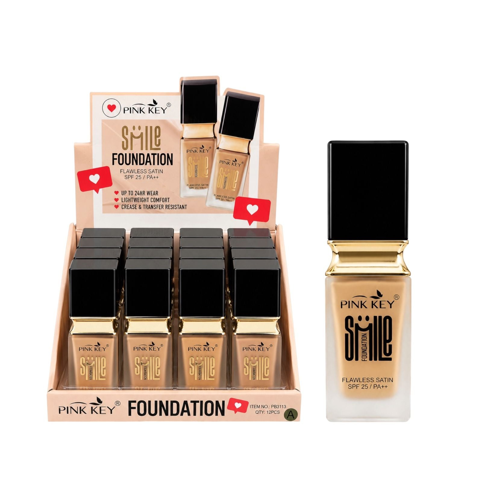 BASE LIQUIDA SMILE FLAWLESS SATIN SPF25 PINK KEY
