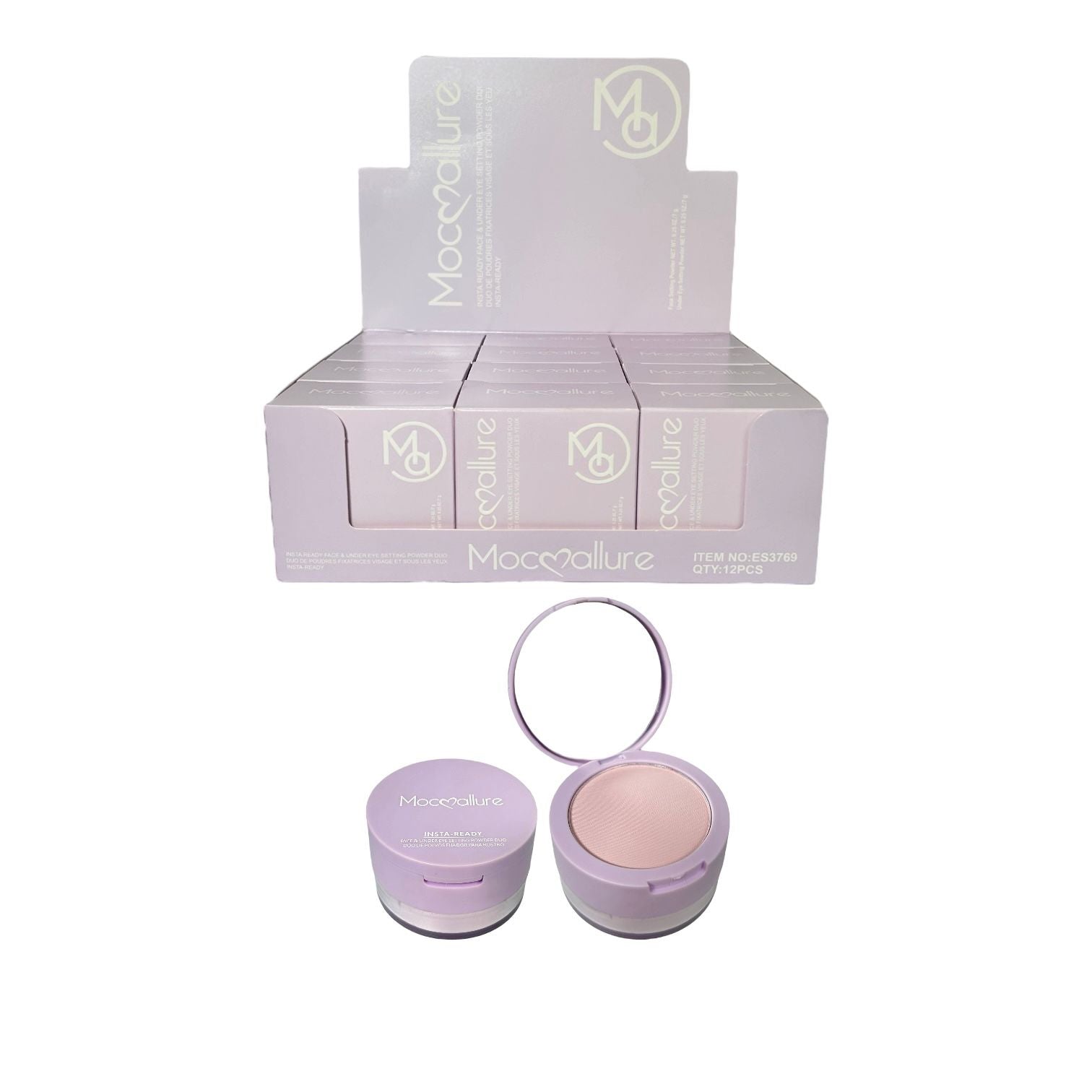 DUO POLVO MATIFICANTE COMPACTO Y SUELTO ROSADO / MORADO MOCALLURE