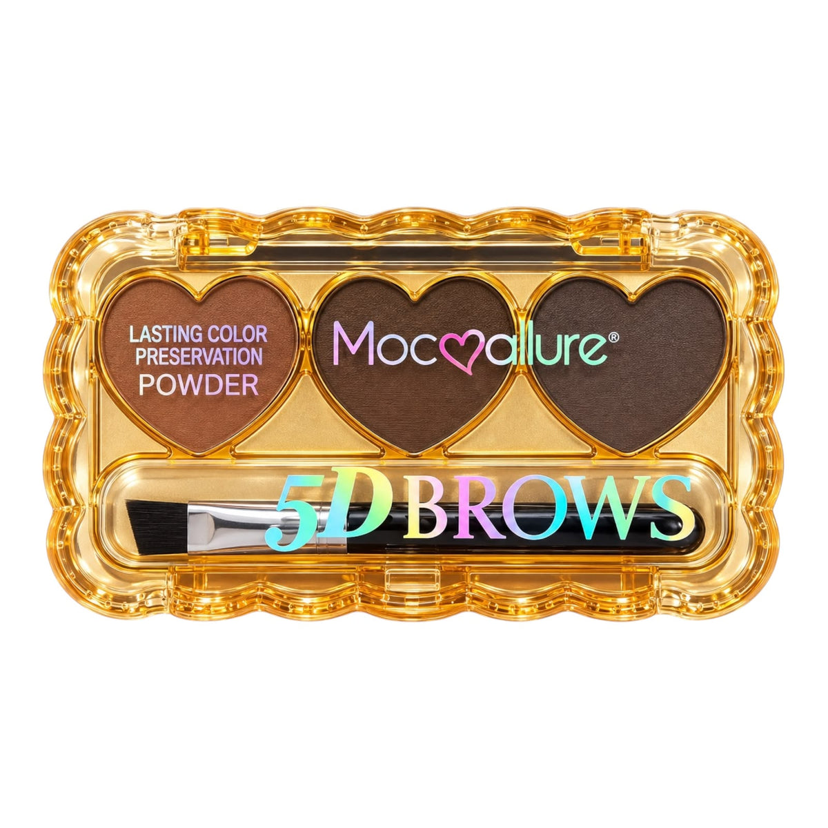 PALETA X3 TONOS CEJAS CON BROCHITA CORAZONES 5D MOCALLURE