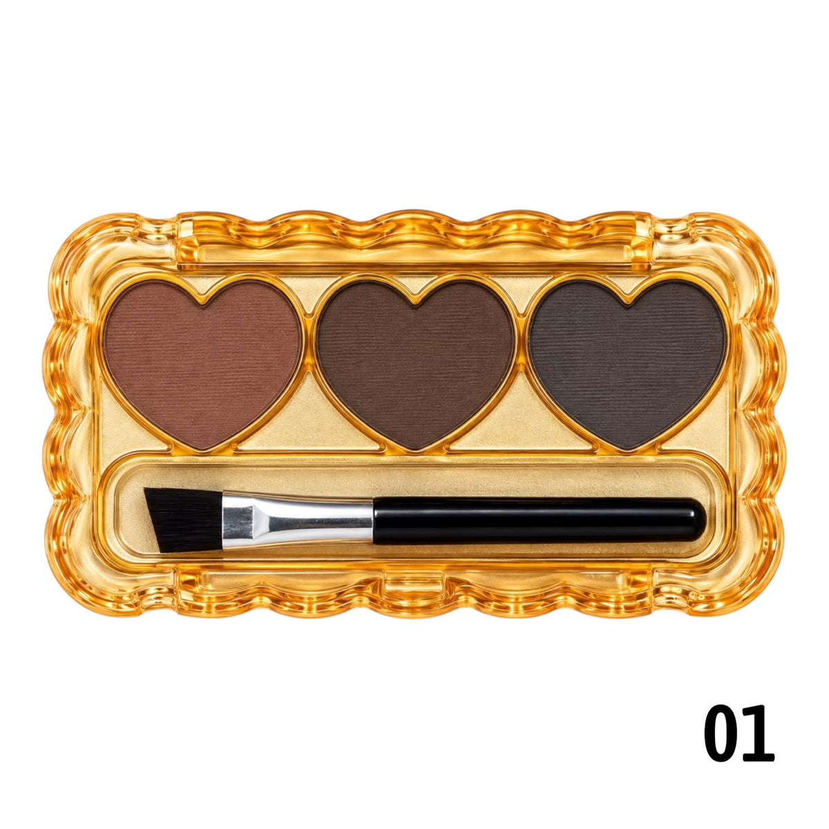 PALETA X3 TONOS CEJAS CON BROCHITA CORAZONES 5D MOCALLURE