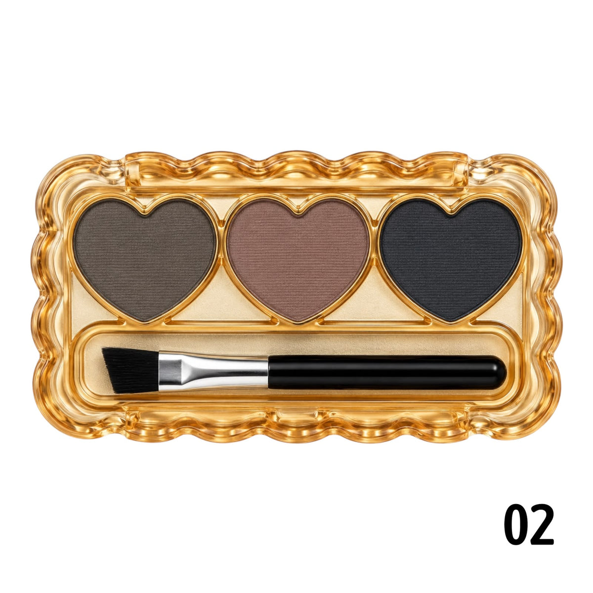 PALETA X3 TONOS CEJAS CON BROCHITA CORAZONES 5D MOCALLURE