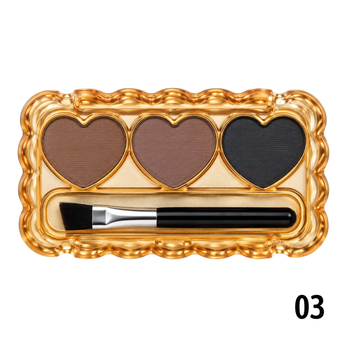 PALETA X3 TONOS CEJAS CON BROCHITA CORAZONES 5D MOCALLURE