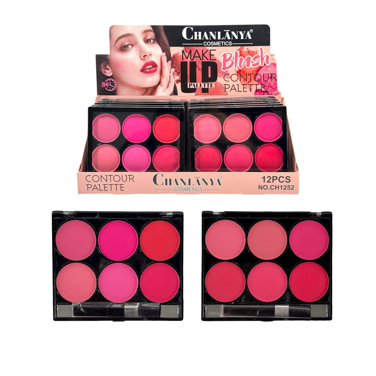 PALETA DE RUBORES EN POLVO X6 TONOS MATTE CHANLANYA