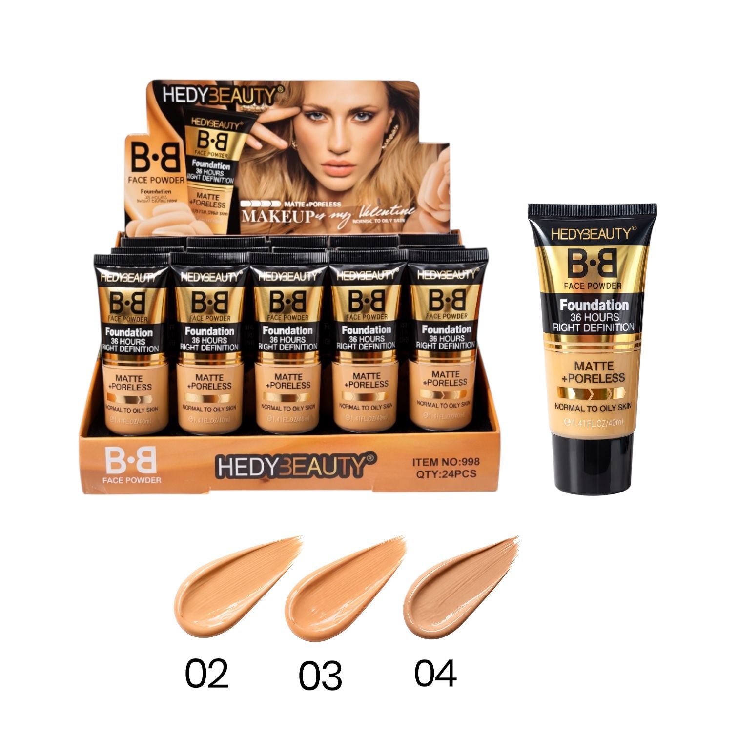BASE LIQUIDA MATTE BB 36HOURS 40ML HEDY BEAUTY