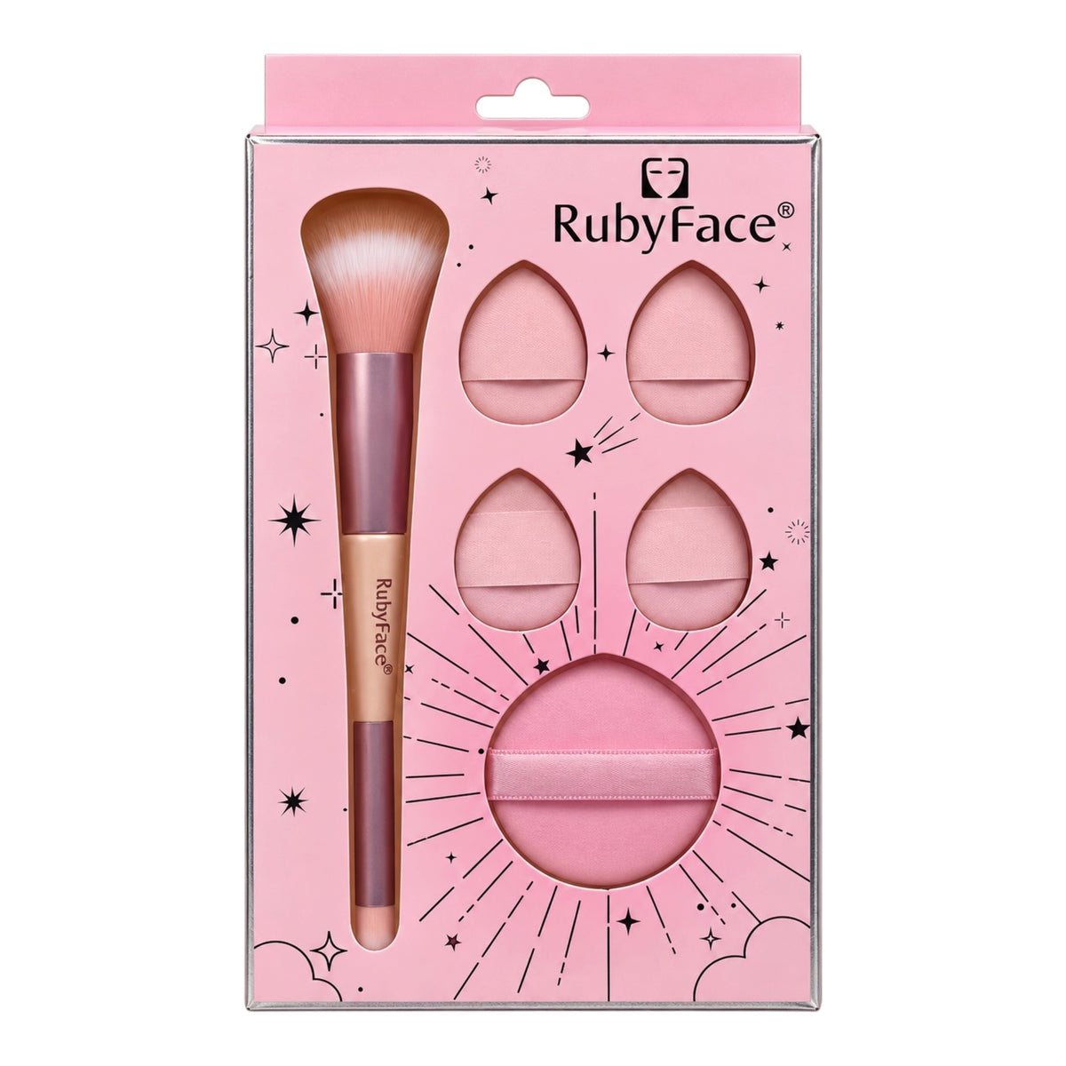 SET BROCHA DOBLE Y 5 BORLAS RUBY FACE