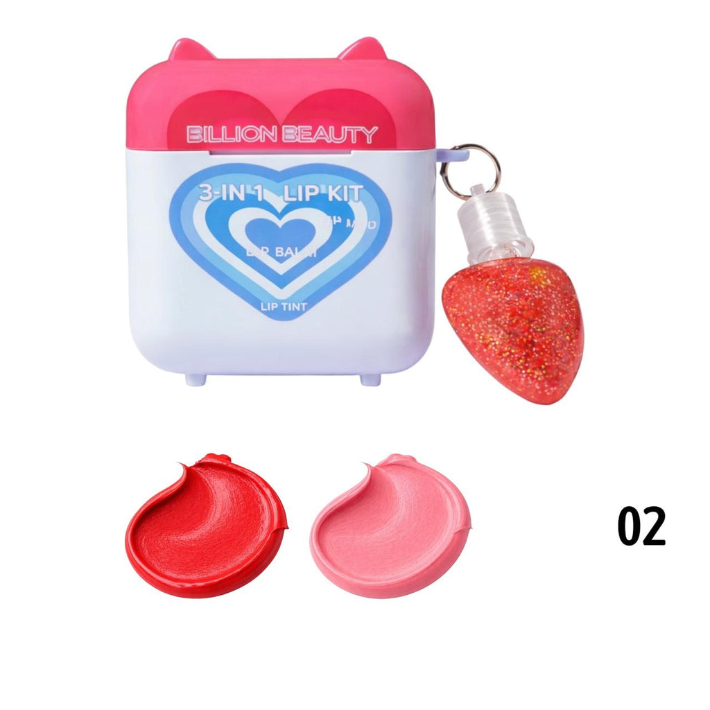 LABIAL Y GLOSS 3EN1 AIRPODS CORAZON OREJITAS LLAVERO CORAZON BILLION BEAUTY