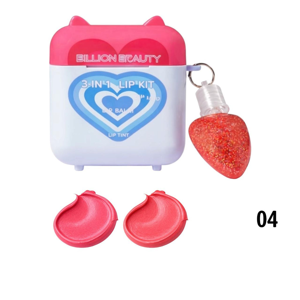 LABIAL Y GLOSS 3EN1 AIRPODS CORAZON OREJITAS LLAVERO CORAZON BILLION BEAUTY