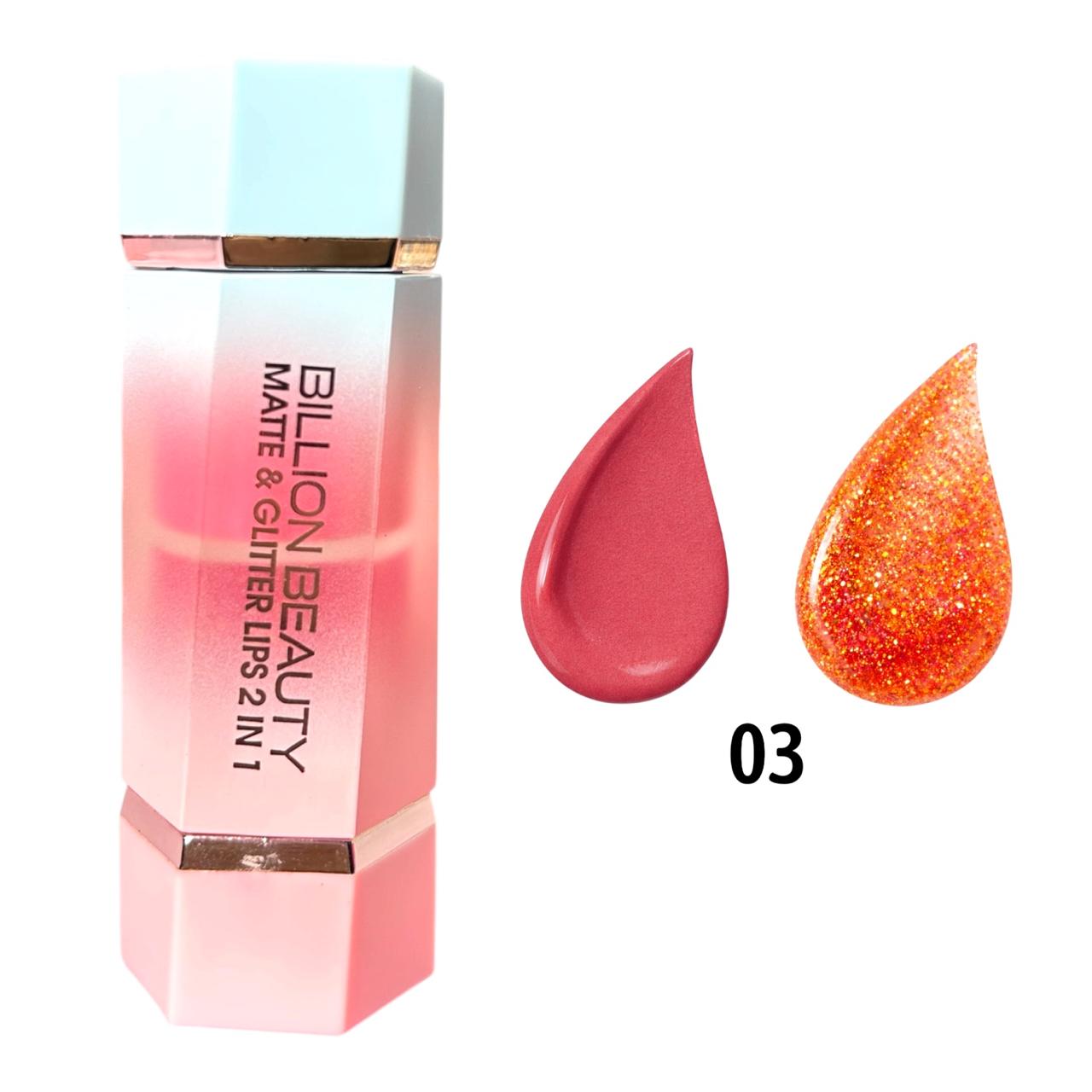 RUBOR CON ESPONJITA Y BRILLO GLITTER 2EN1 BILLION BEAUTY