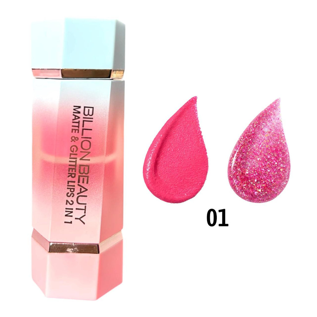 RUBOR CON ESPONJITA Y BRILLO GLITTER 2EN1 BILLION BEAUTY