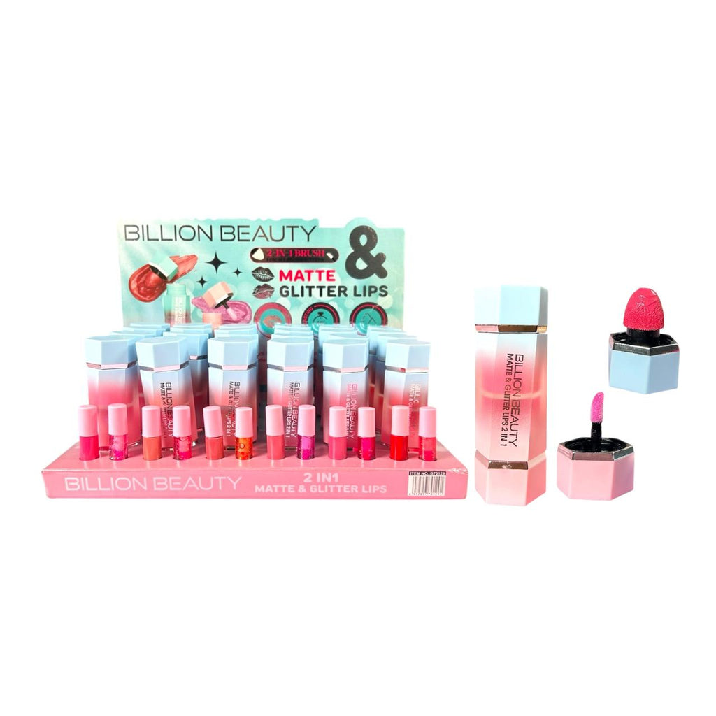 RUBOR CON ESPONJITA Y BRILLO GLITTER 2EN1 BILLION BEAUTY