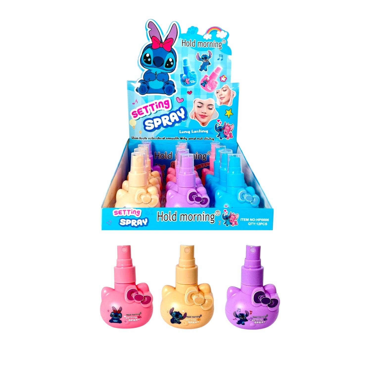 FIJADOR DE MAQUILLAJE STITCH CARA HELLO KITTY HOLD MORNING