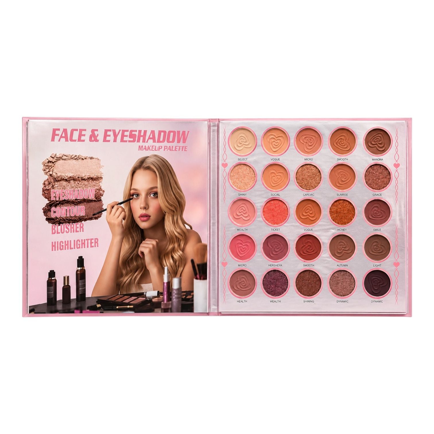 PALETA DE SOMBRAS RUBORES Y CONTORNOS BRIDAL BOOK IGOODCO