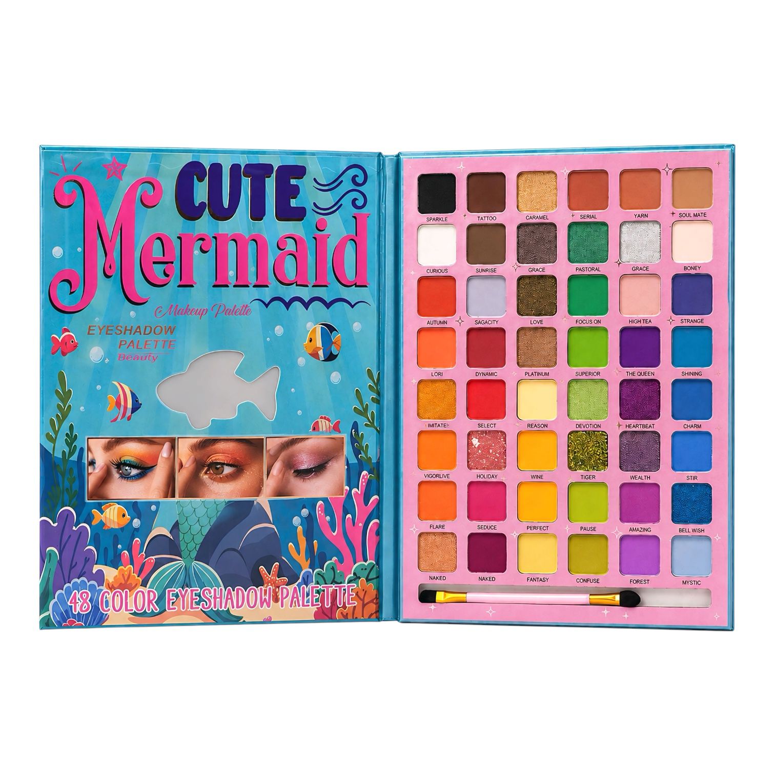 PALETA DE SOMBRAS X48 TONOS SIRENA CUTE MERMAID IGOODCO