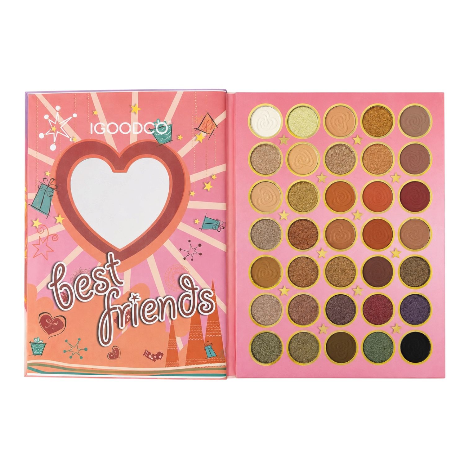 PALETA DE SOMBRAS RUBORES Y CONTORNOS CHICA CABELLO DORADO IGOODCO