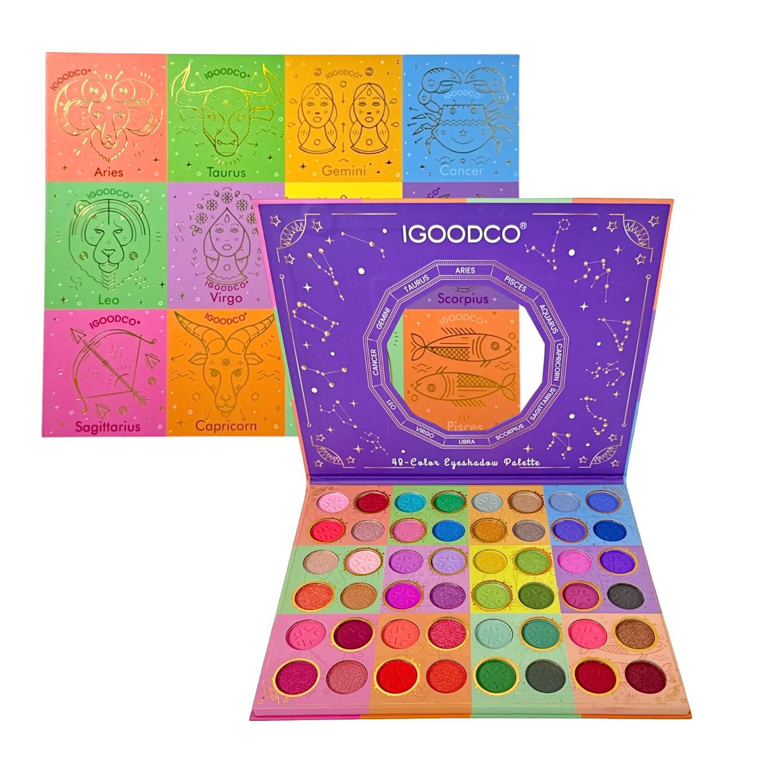 PALETA DE SOMBRAS X48 TONOS SIGNOS ZODIACALES IGOODCO