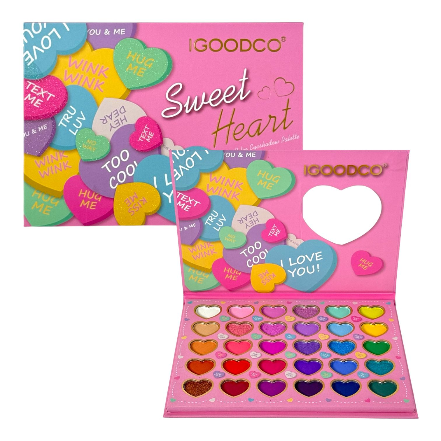 PALETA DE SOMBRAS X30 TONOS CORAZONES SWEET HEART IGOODCO