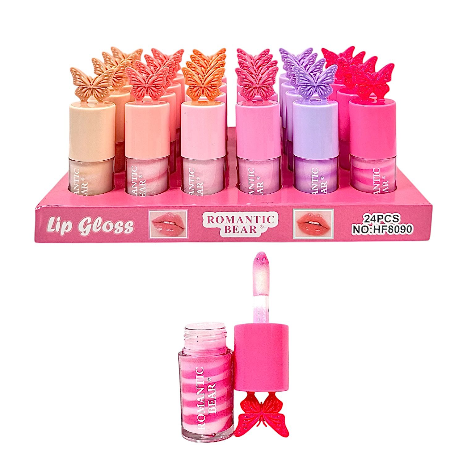 BRILLO GLOSS ESCARCHADO TAPA MARIPOSA ROMANTIC BEAR