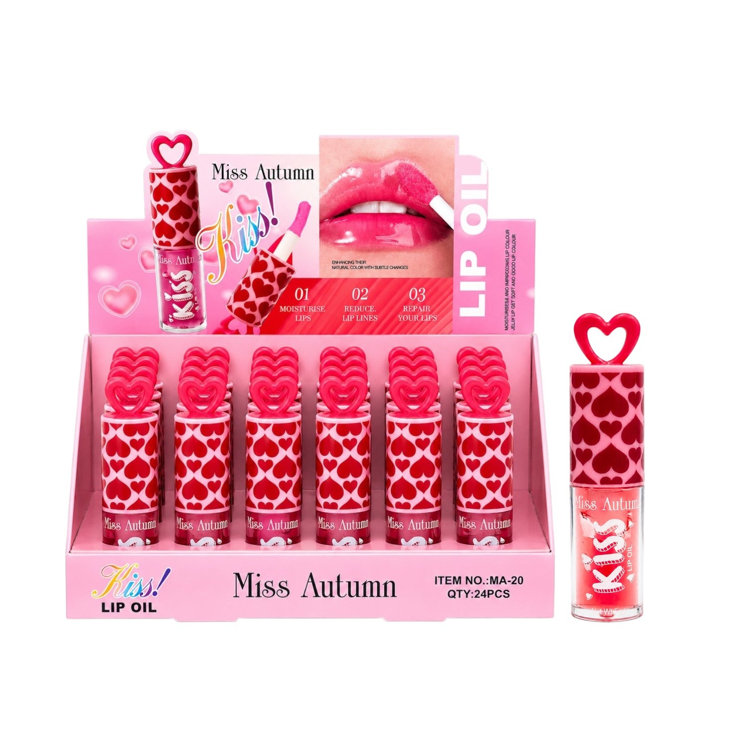 BRILLO MAGICO KISS APLICADOR GRANDE TAPA CORAZONES 5ML MISS AUTUMN
