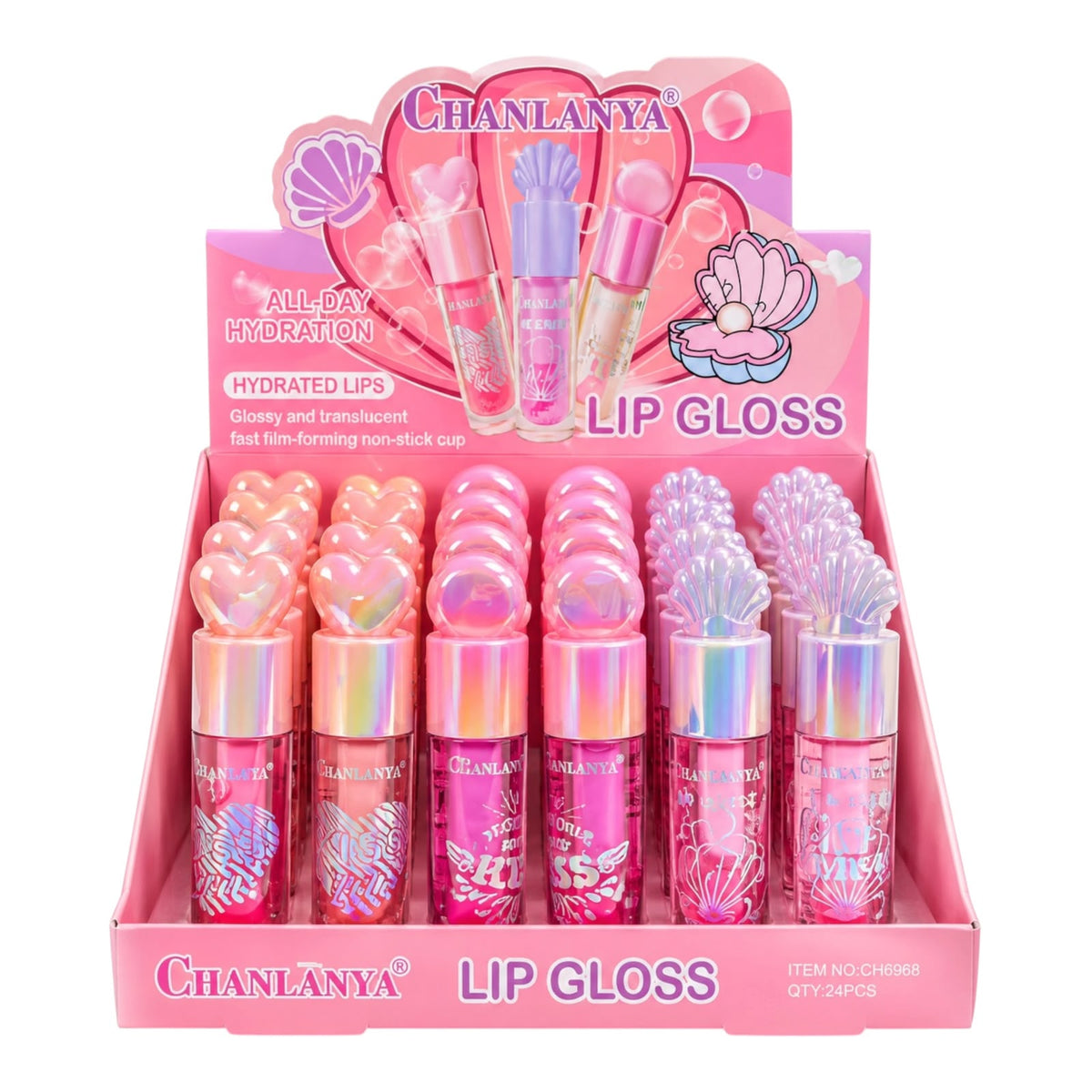 BRILLO GLOSS MAGICO TAPA CORAZON BOLITA CONCHA 6ML CHANLANYA