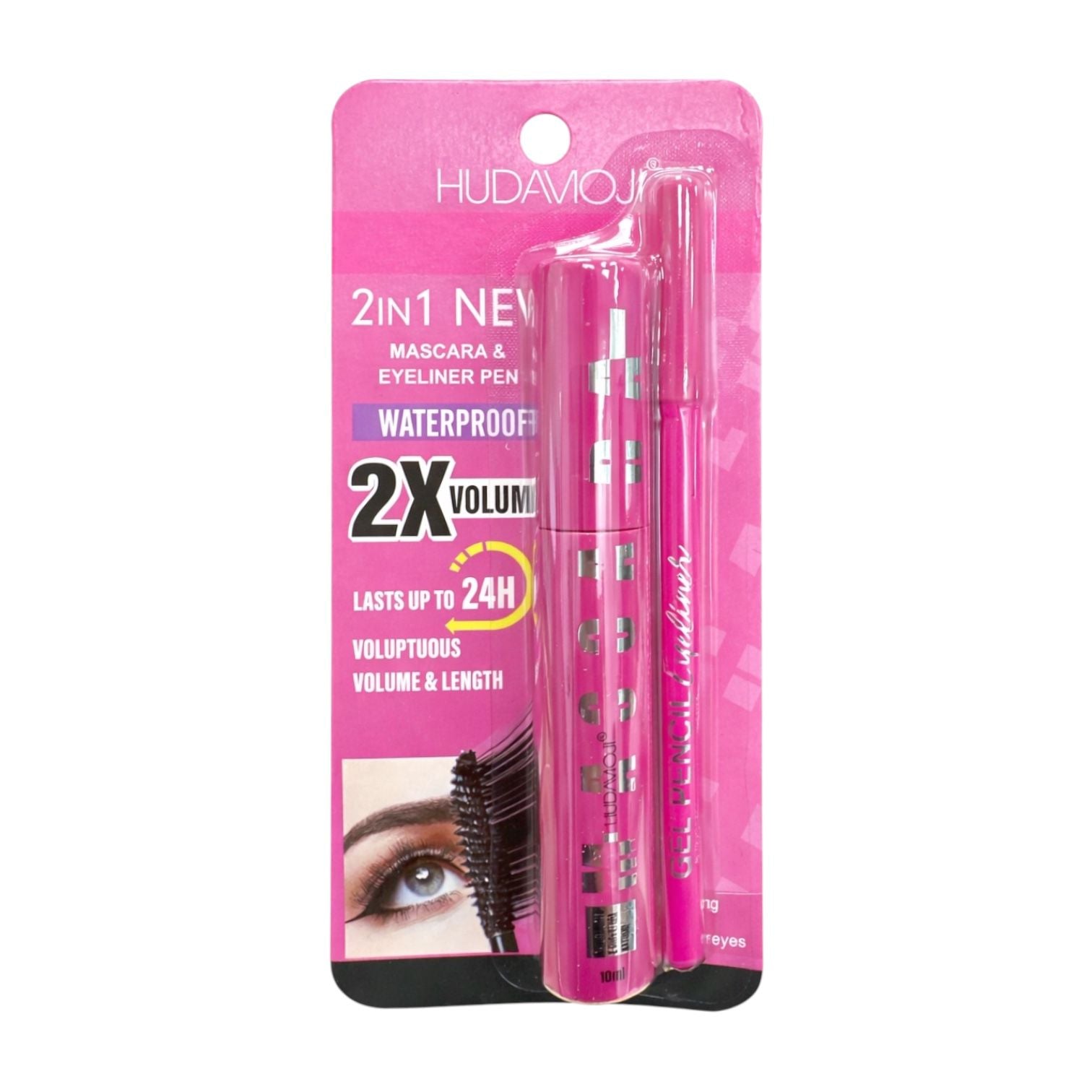 2EN1 PESTAÑINA+DELINEADOR DE OJOS 24H 2X VOLUME HUDAMOJI