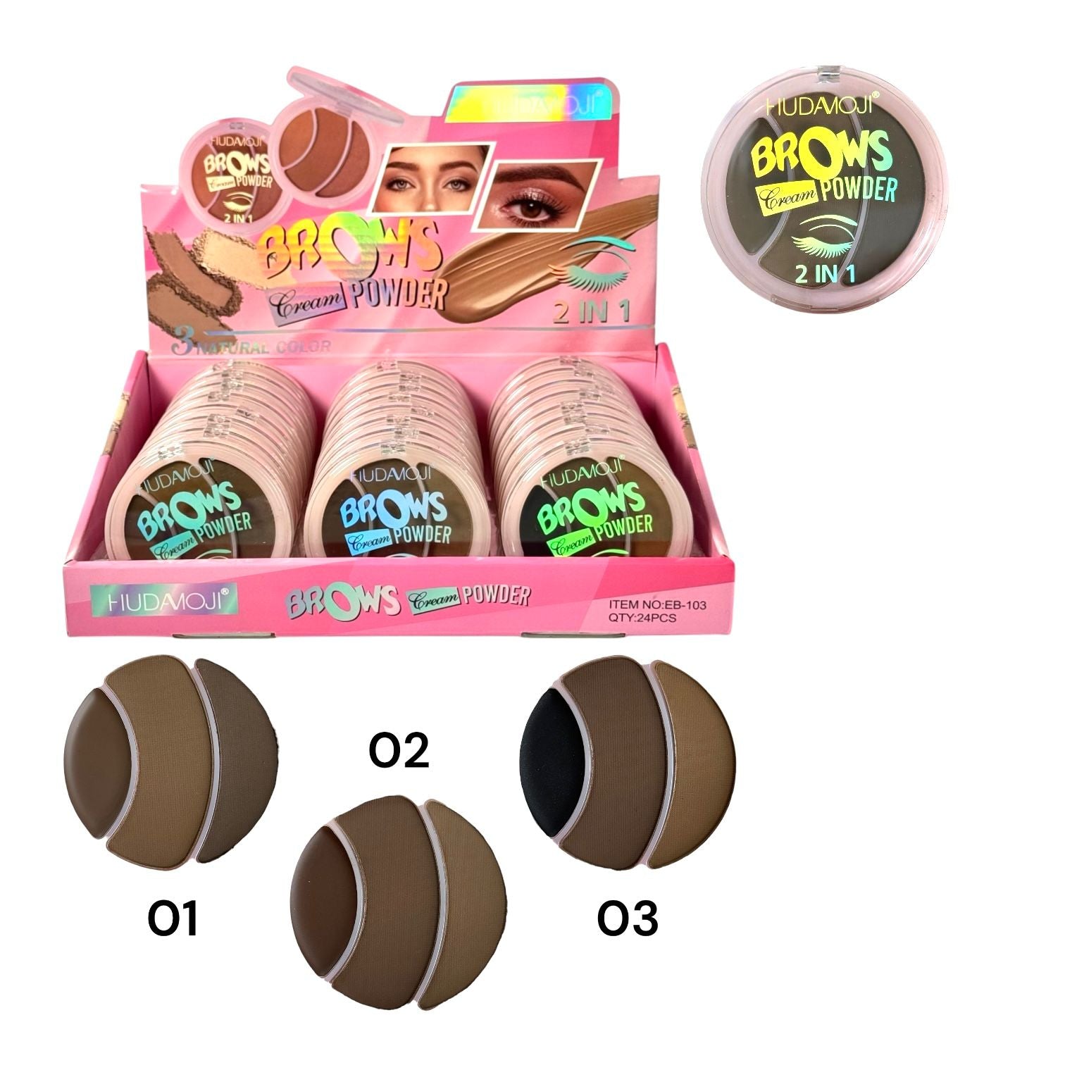 SOMBRA DE CEJAS X3 TONOS CREMA/POLVO HUDAMOJI