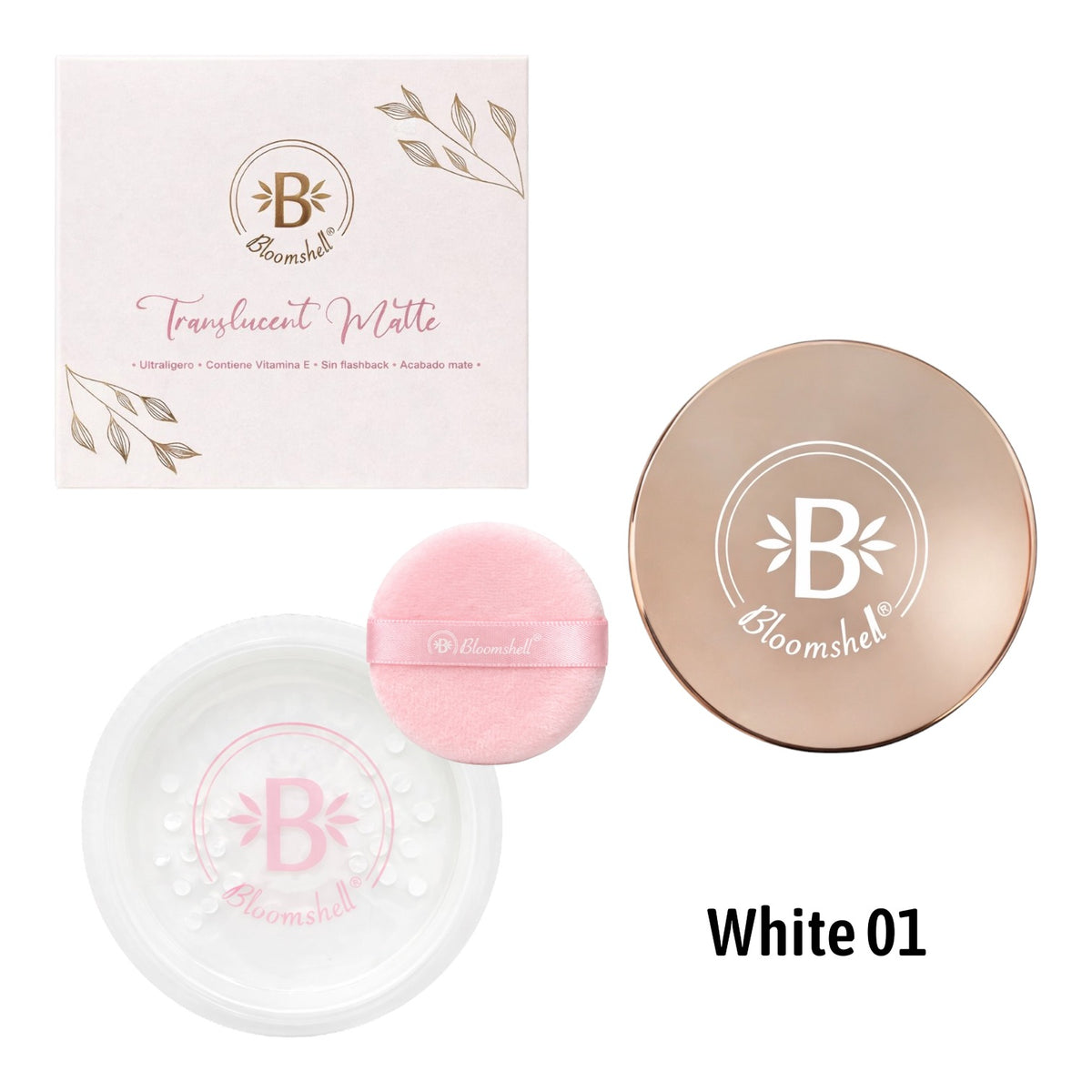 POLVO SUELTO XL TRANSLUCENT MATTE TONO 01 WHITE BLOOMSHELL
