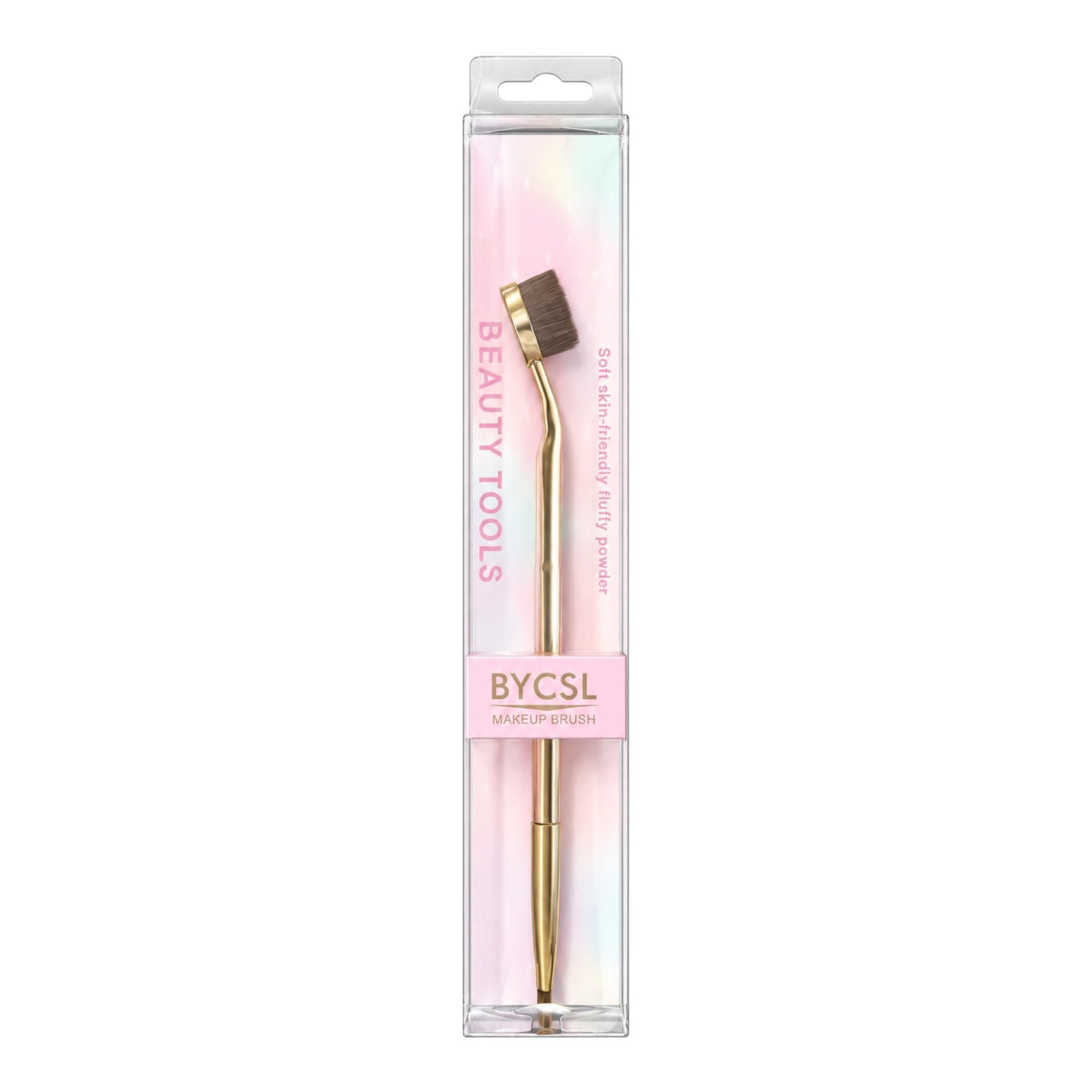 BROCHA Y CEPILLO GRANDE PARA CEJAS DORADO BEAUTY TOOLS BYCSL