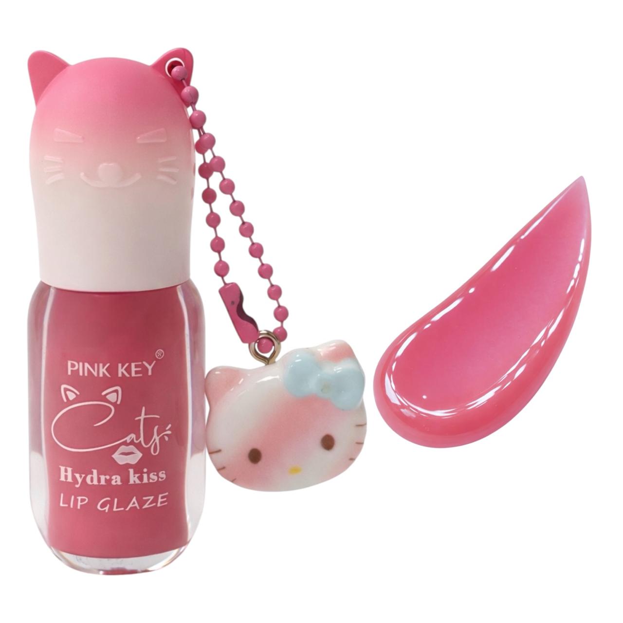 BRILLO GLOSS CATS HYDRA KISS LIP GLAZE GATICO LLAVERO HELLO KITTY PINK KEY