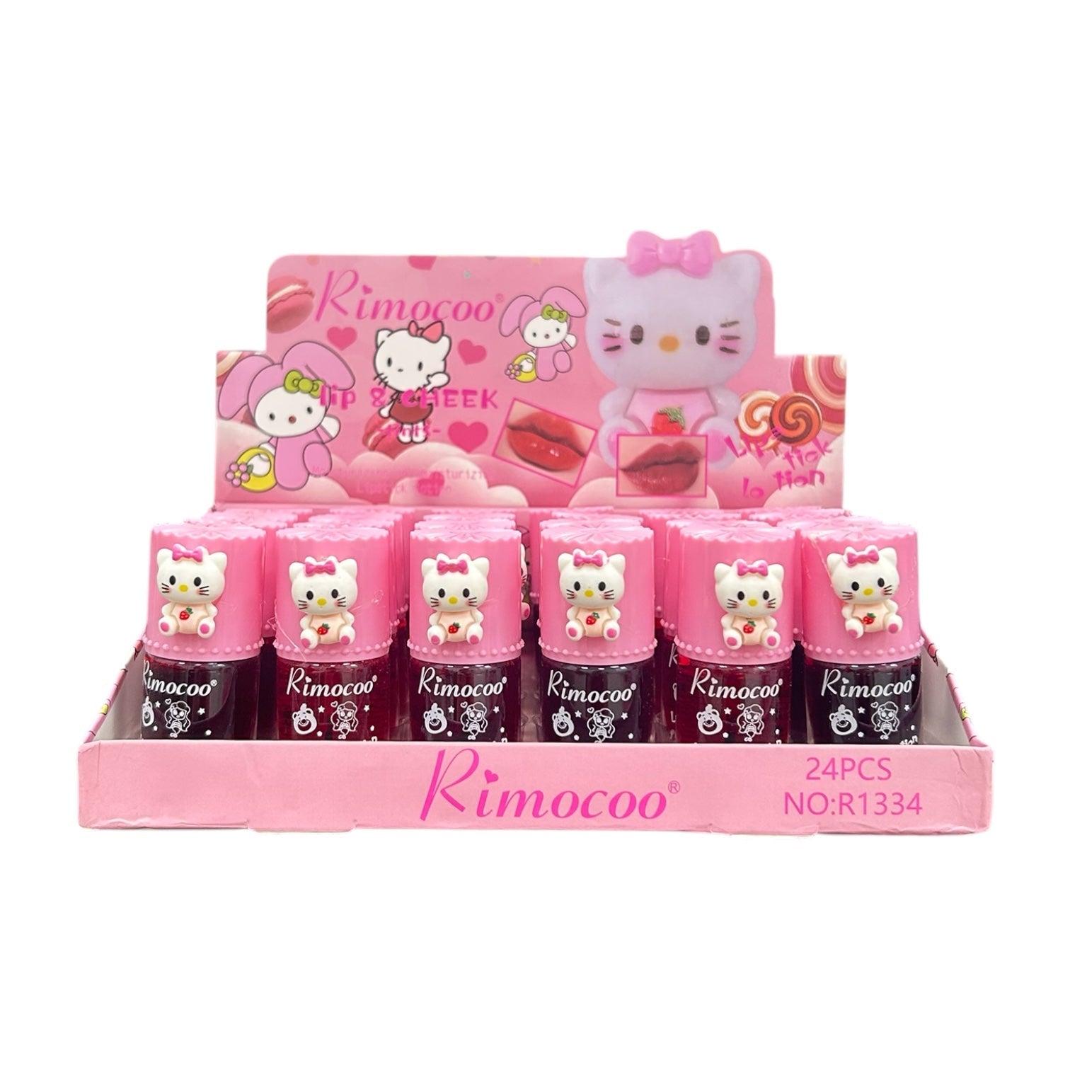 TINTA DE LABIOS REDONDA HELLO KITTY / CONEJO RIMOCOO