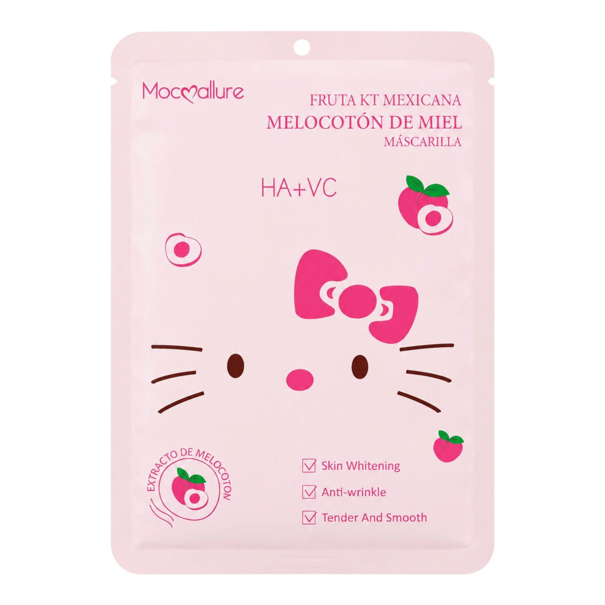 MASCARILLA EN VELO HELLO KITTY MELOCOTON DE MIEL MOCALLURE