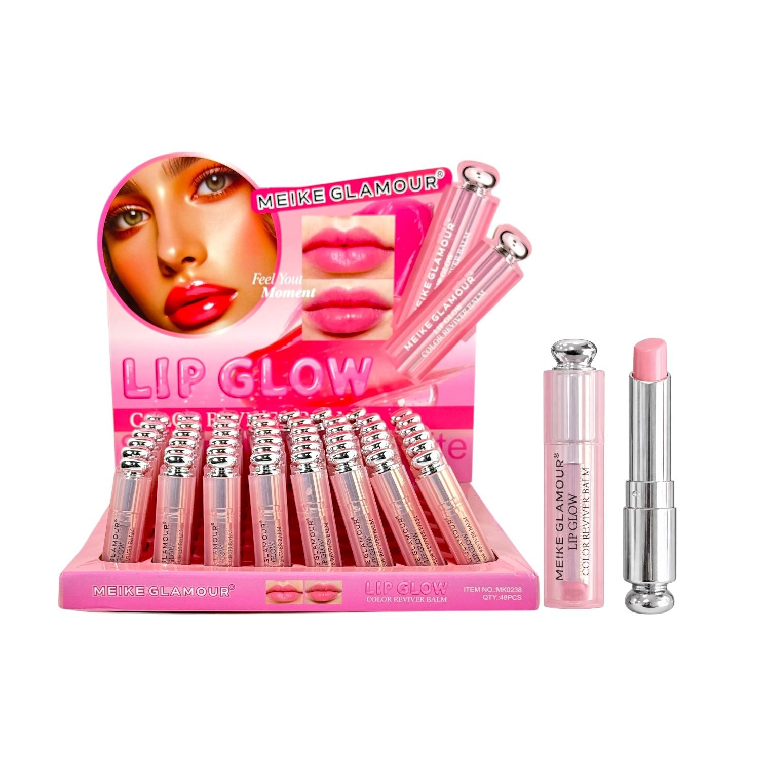 BALSAMO MAGICO LIP GLOW TAPA PLATEADA MEIKE GLAMOUR