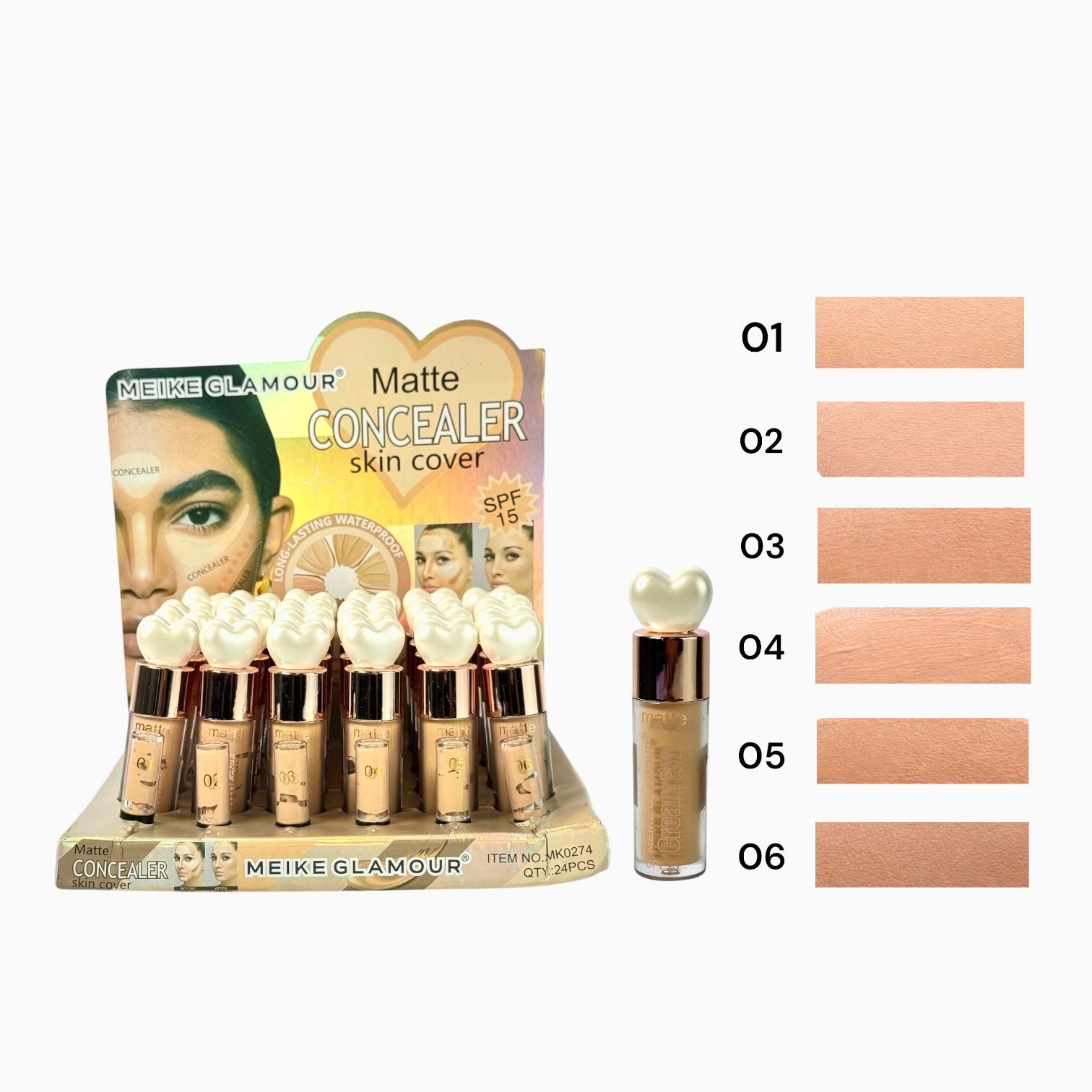 CORRECTOR DE OJERAS MATTE CORAZON BLANCO MEIKE GLAMOUR