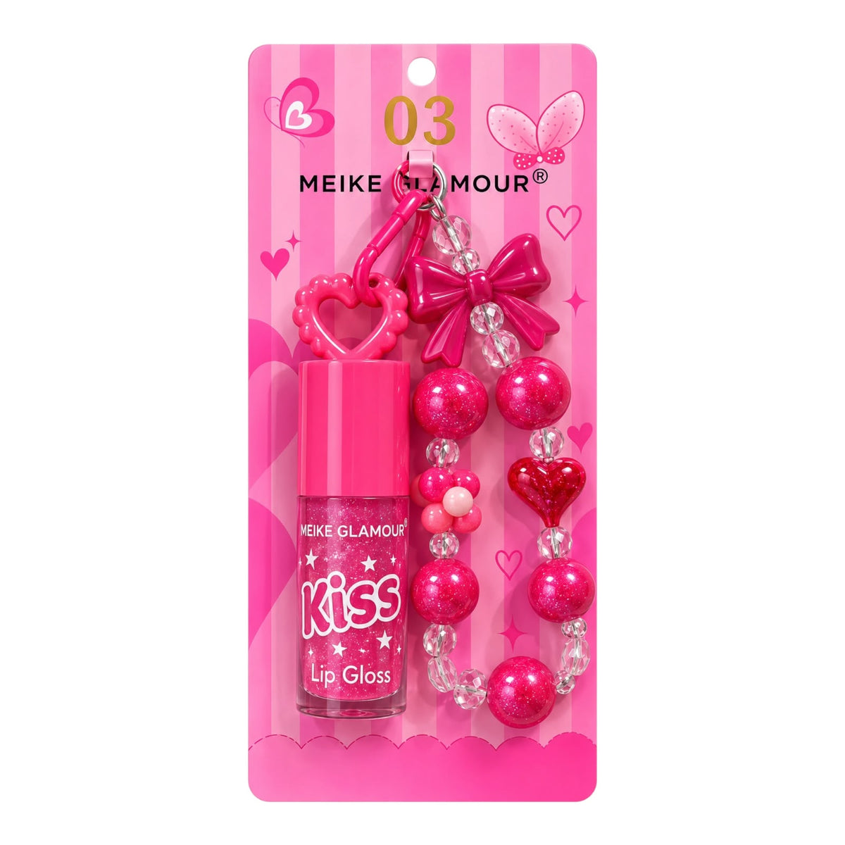 DUO BRILLO MAGICO Y LLAVERO GRANDE PULSERA KISS MEIKE GLAMOUR