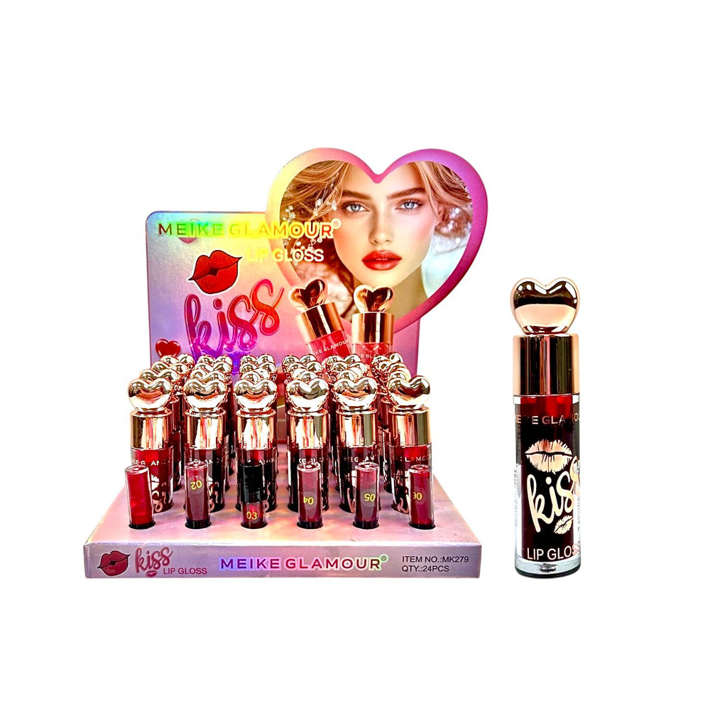 TINTA DE LABIOS KISS TAPA CORAZON DORADO MEIKE GLAMOUR