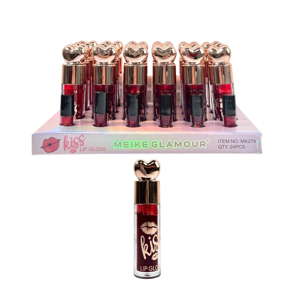TINTA DE LABIOS KISS TAPA CORAZON DORADO MEIKE GLAMOUR