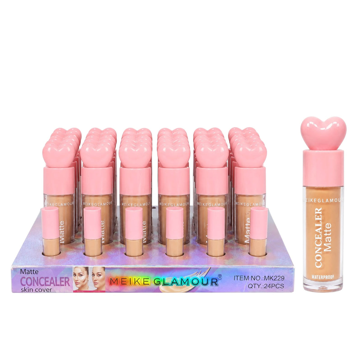 CORRECTOR LIQUIDO MATTE TAPA CORAZON MEIKE GLAMOUR