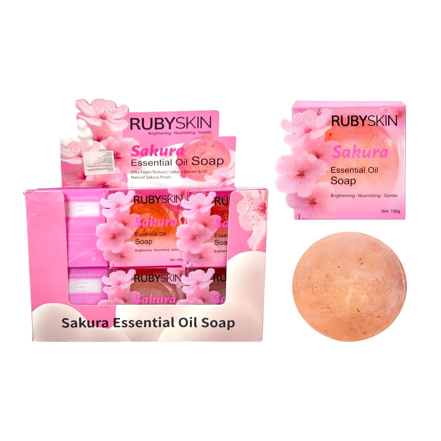 JABON CORPORAL EN BARRA DE ACEITES ESENCIALES SAKURA 100G RUBYSKIN
