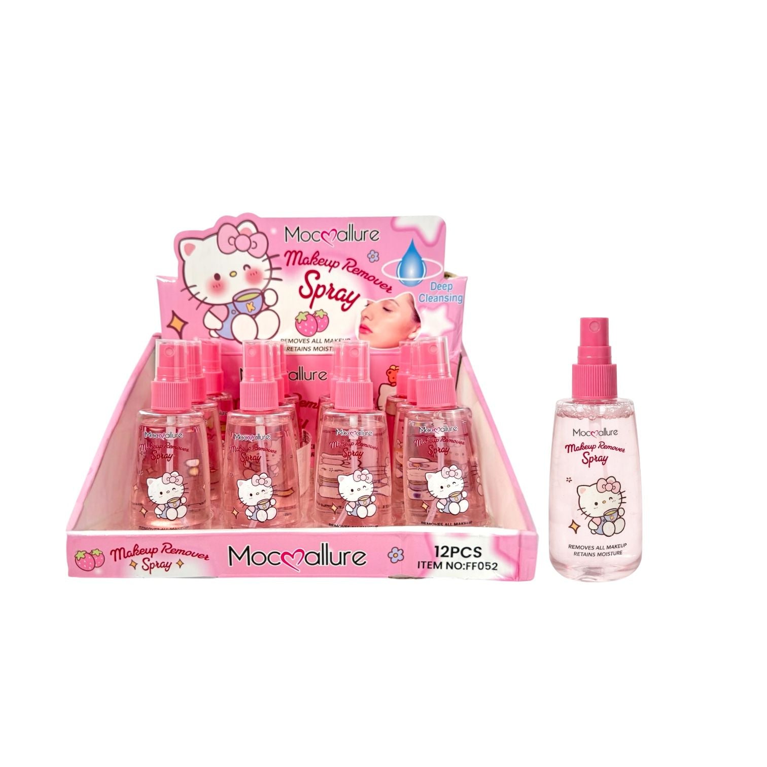 REMOVEDOR DE MAQUILLAJE SPRAY ROSADO HELLO KITTY MOCALLURE